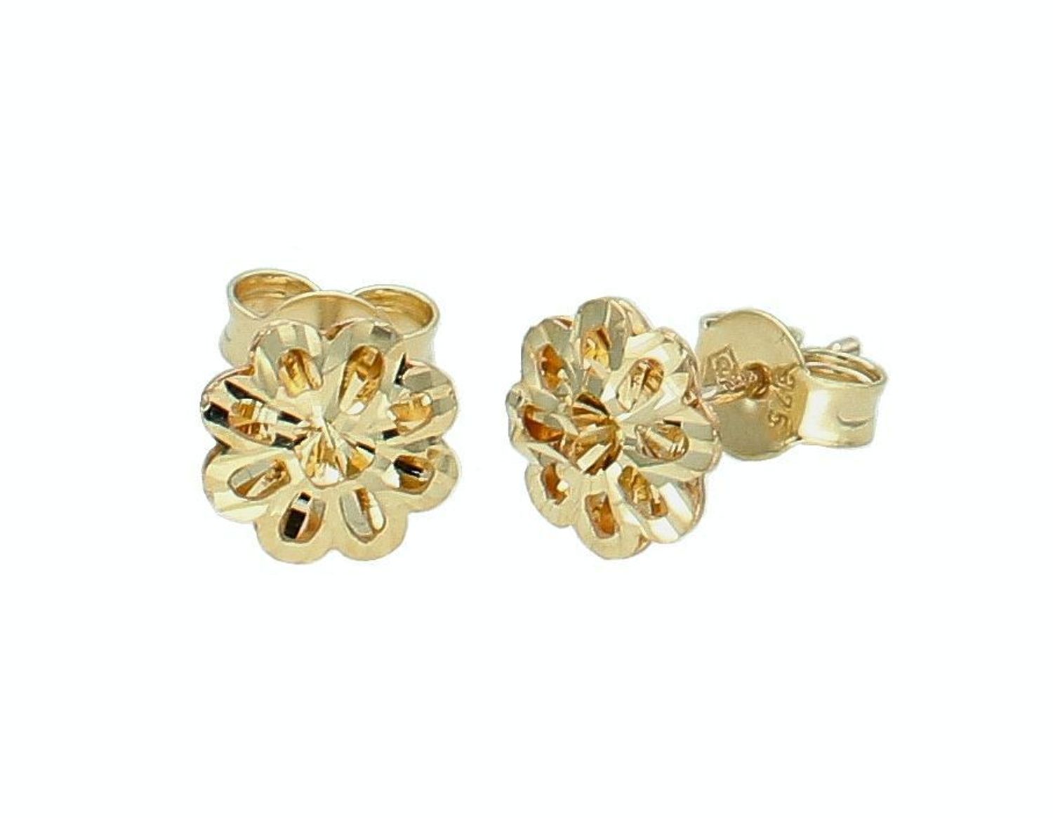 Złote kolczyki damskie 375 kwiatki 3d wkrętki KL 10935 375.jpg